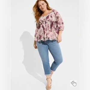 Torrid Purple Floral Ruffled Blouse, Women’s Top Size 2X, Flowy